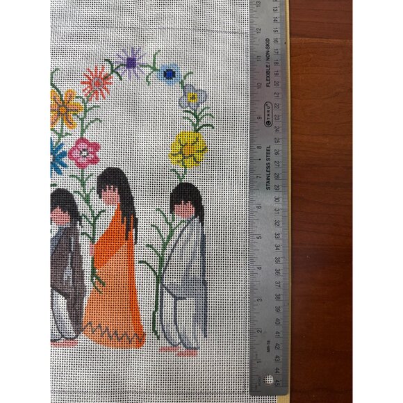 Hand-Painted Needlepoint Canvas "The Arches And The Cross" By Ted De Grazia - Picture 8 of 9